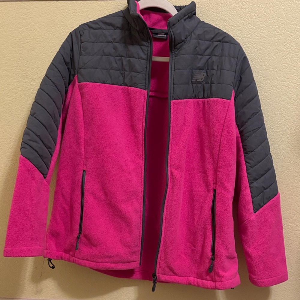 New Balance Pink and Charcoal Quilted Fleece Jacket